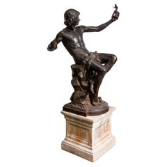 Val D'Osne Cast Iron Sculpture on Stone Pedestal