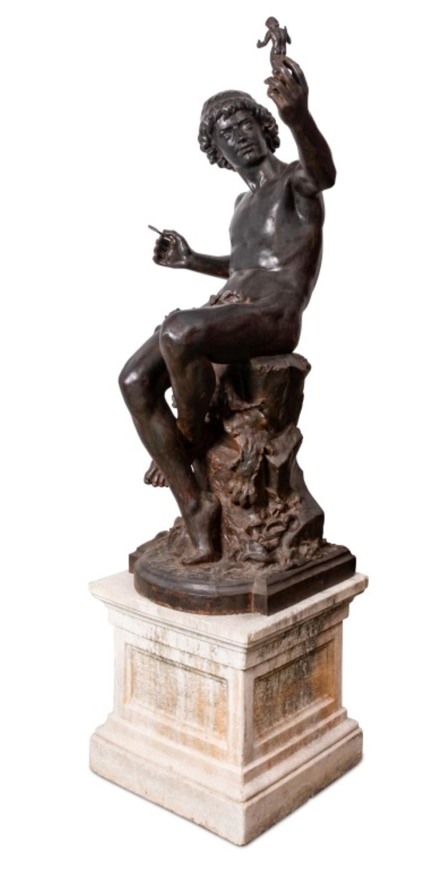 Escultura de hierro fundido Val D'Osne sobre pedestal de piedra Vaciado en venta