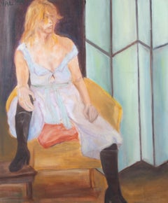 Val Gleave - 1999 Huile, Femme en bleu