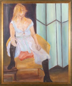 Val Gleave - 1999 Oil, Woman in Blue