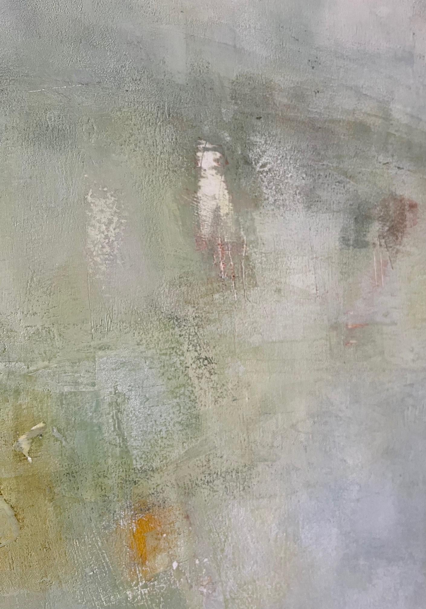 Liminal II - pittura astratta onirica a olio e cera - Abstract Painting Beige di Val Hudson