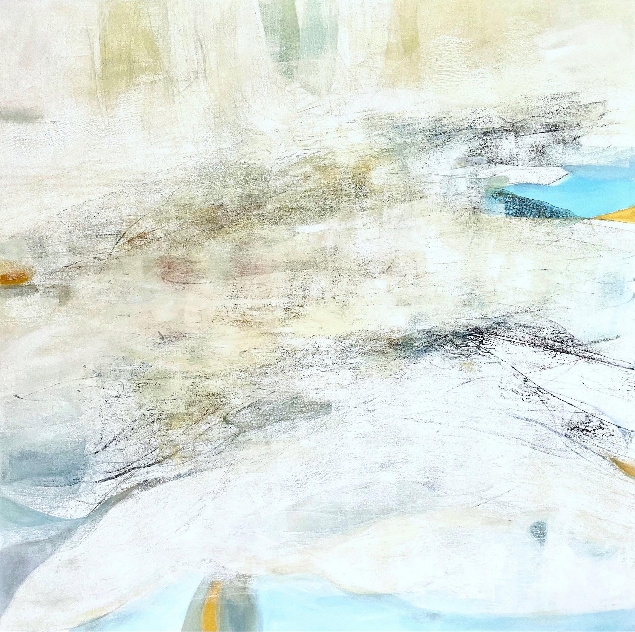 Salt - dreamlike oil and wax abstract painting - Painting by Val Hudson