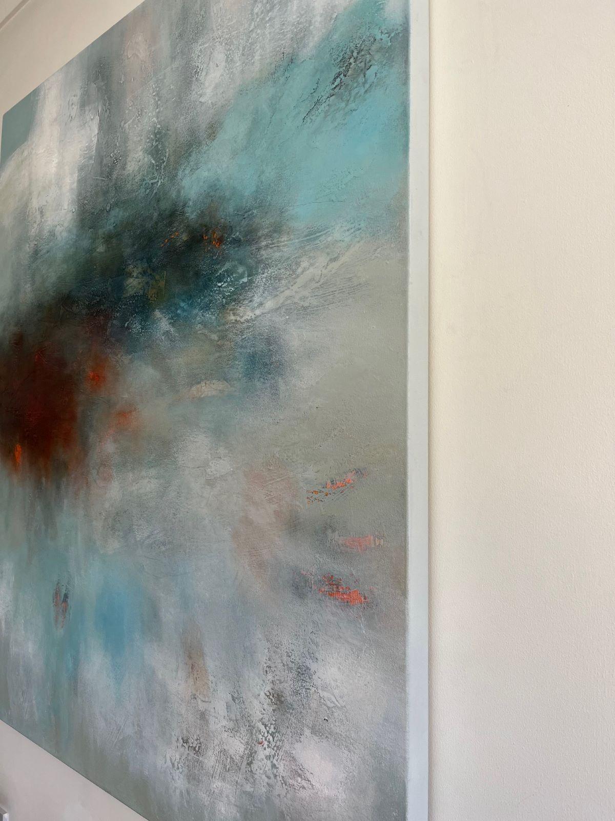 The One That Got Away - Gray Abstract Painting by Val Hudson