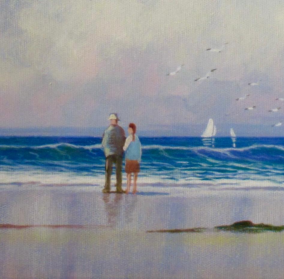 Ebbe und Flut, Kennebunport, Maine (Braun), Figurative Painting, von Val McGann