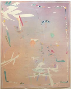 Grande peinture abstraite contemporaine au pastel des années 1980:: époque Memphis Milano