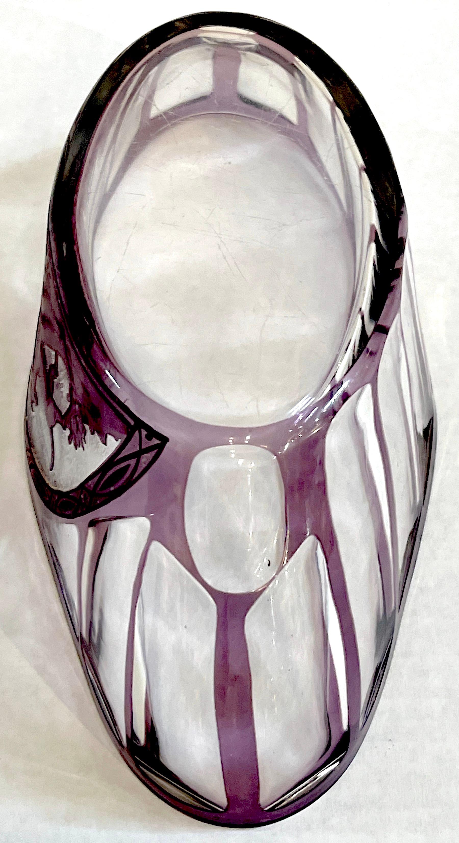 Val Saint Lambert attributed Amethyst Cut to Clear 'Diana the Huntress' Bowl For Sale 2