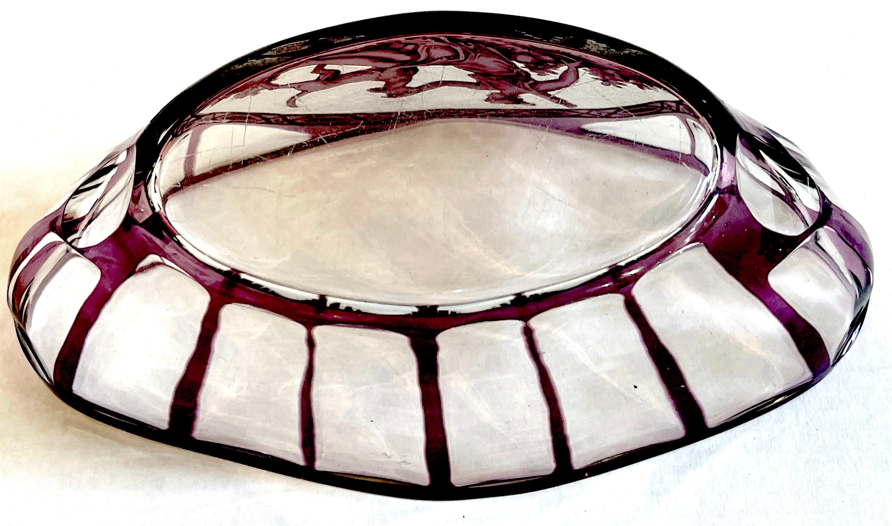 Val Saint Lambert attributed Amethyst Cut to Clear 'Diana the Huntress' Bowl For Sale 3