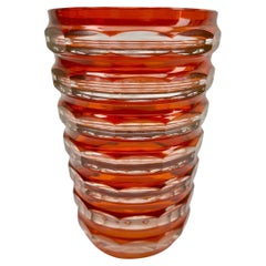 Val Saint Lambert Art Deco Crystal Vase Cut-to-clear, 1950s