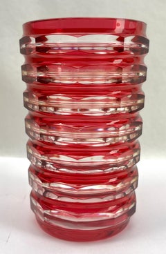 Val Saint Lambert Art Deco Crystal Vase Cut-to-clear, 1950s