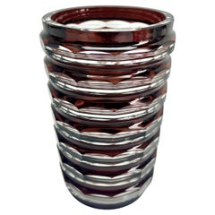 Val Saint Lambert Art Deco Crystal Vase Cut-to-clear, 1950s