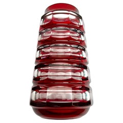 Val Saint Lambert Art Deco Crystal Vase Cut-to-clear, 1950s