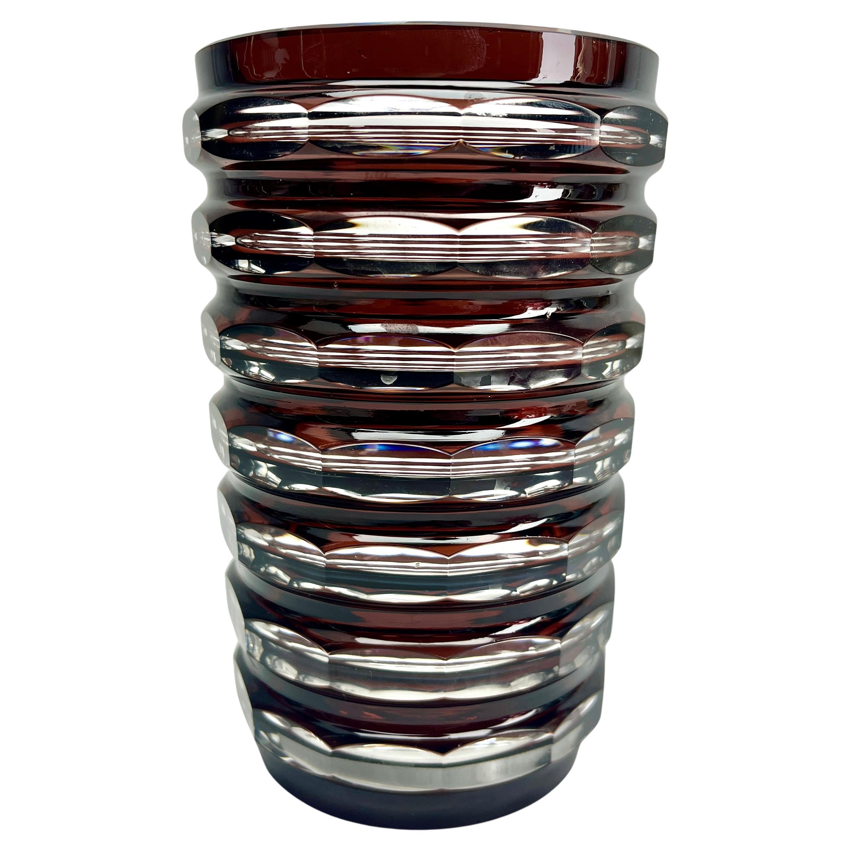 Jarrón de cristal art déco Val Saint Lambert, años 50 Moderno de mediados de siglo en venta