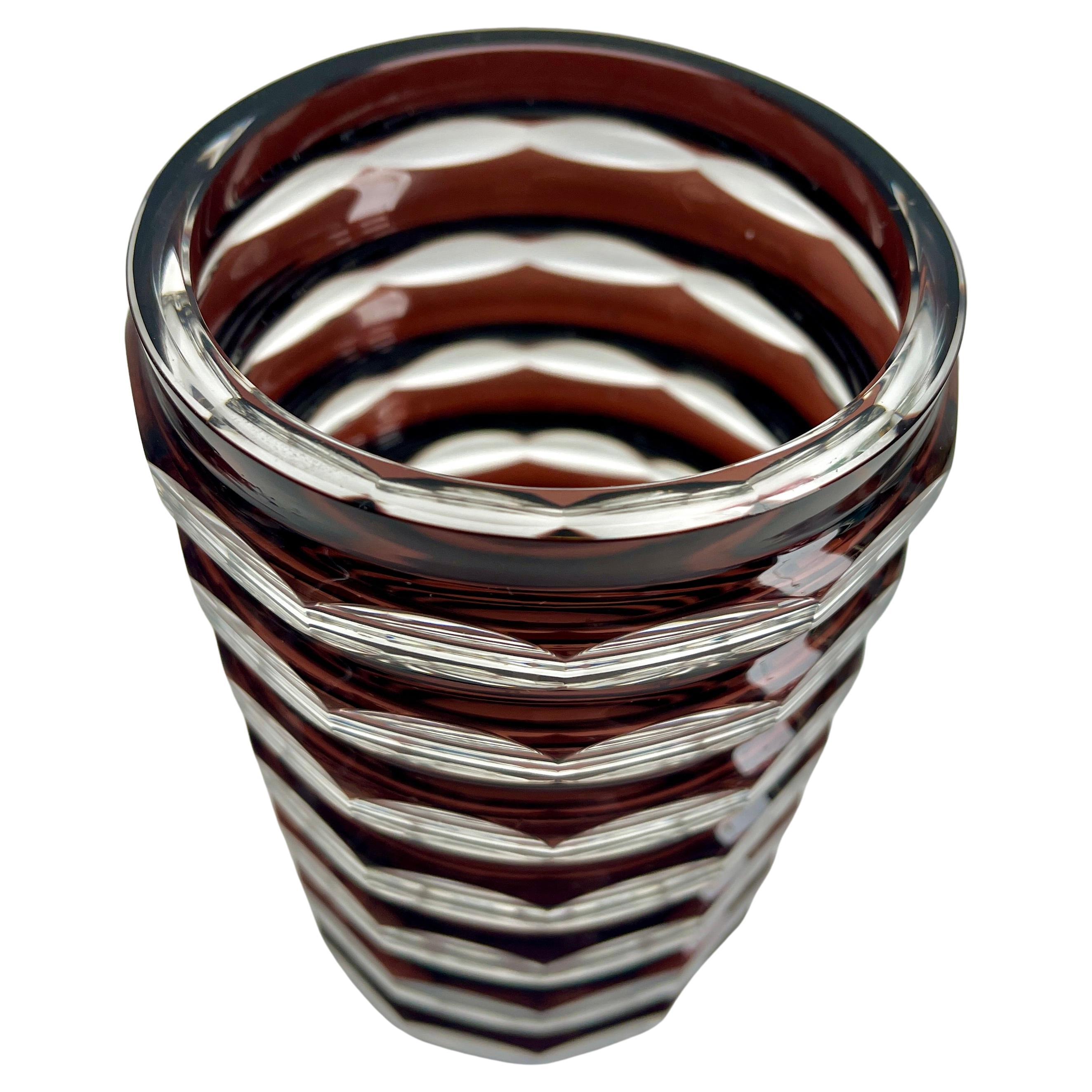 Jarrón de cristal art déco Val Saint Lambert, años 50 Belga en venta