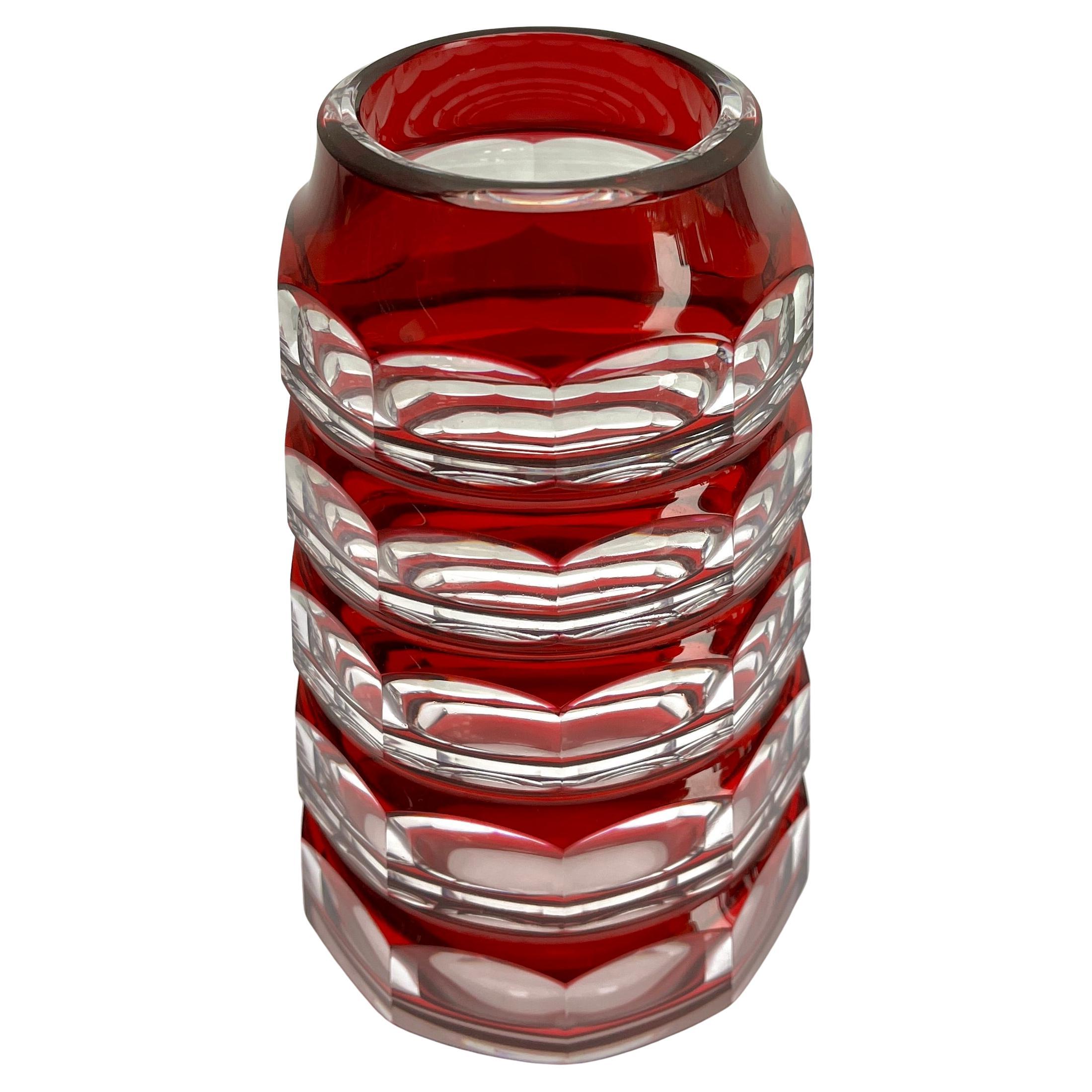 Jarrón de cristal art déco Val Saint Lambert, años 50 Belga en venta