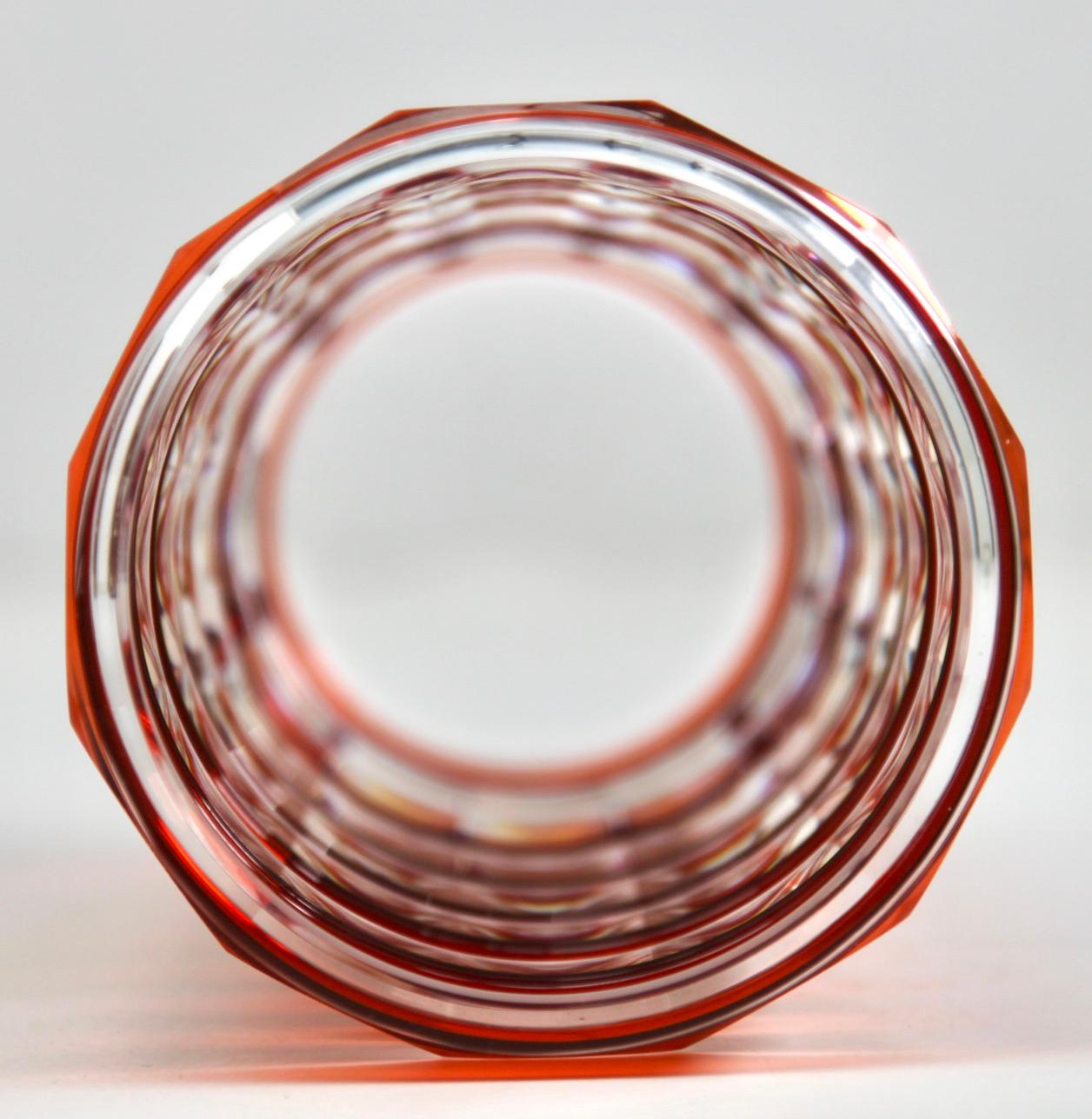 Metà XX secolo Vaso di cristallo Art Déco Val Saint Lambert tagliato a vivo, anni '50 in vendita