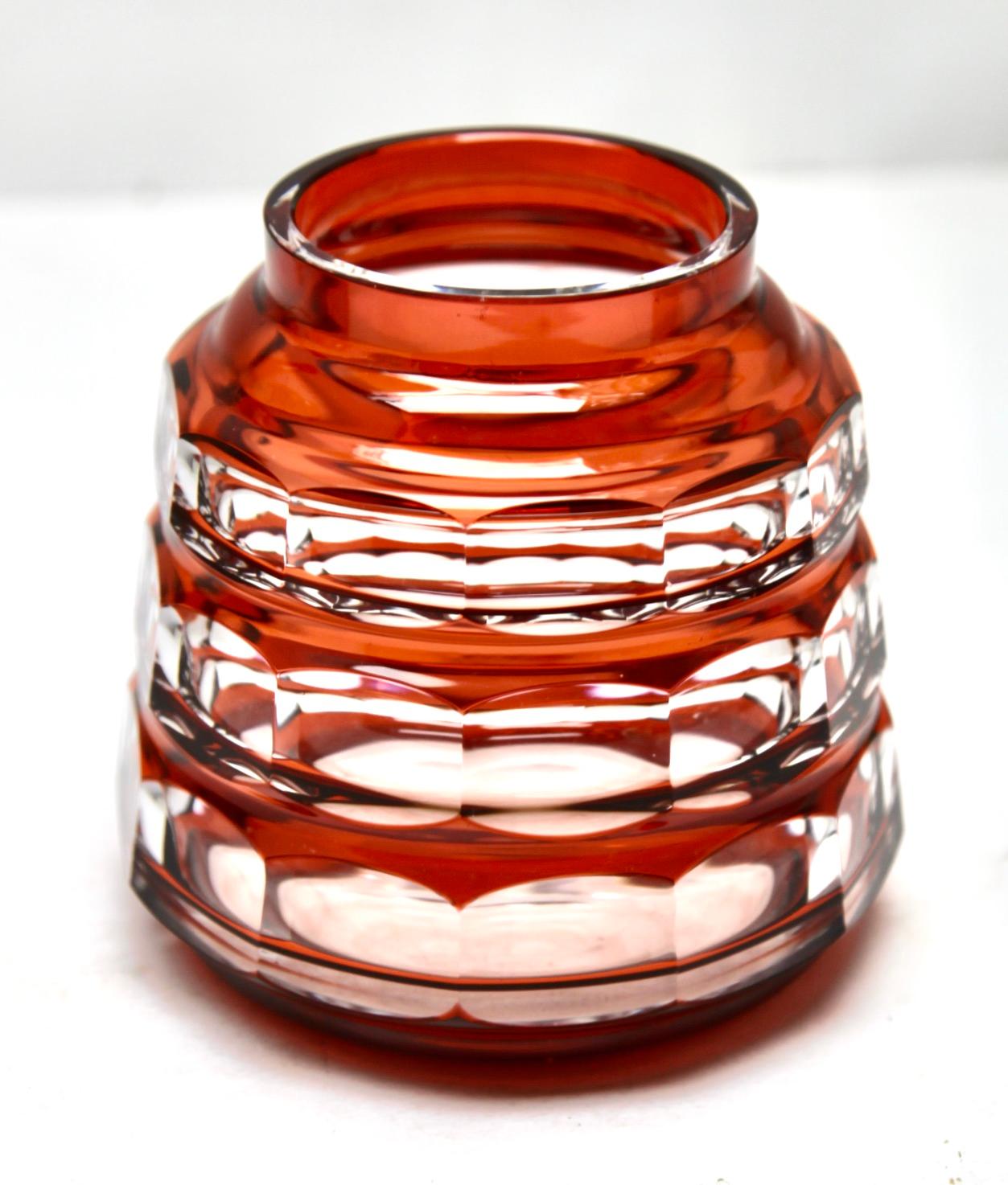 Jarrón de cristal art déco Val Saint Lambert, años 50 mediados del siglo XX en venta