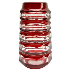 Val Saint Lambert, Art déco-Kristallvase, geschliffen und klar, 1950er-Jahre