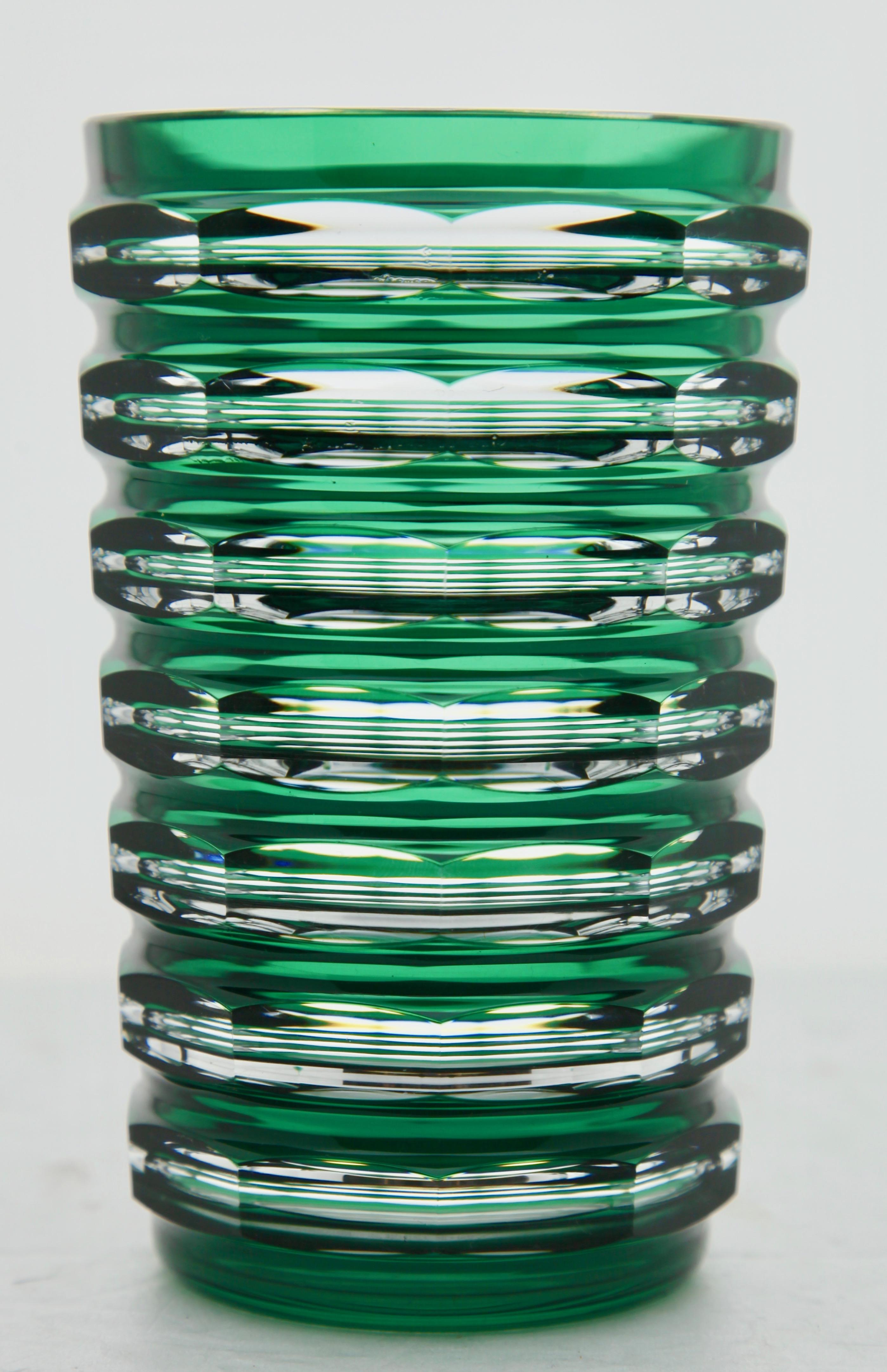 Cristallo Val Saint Lambert - Vaso in cristallo verde Greene & Greene, anni '50 in vendita