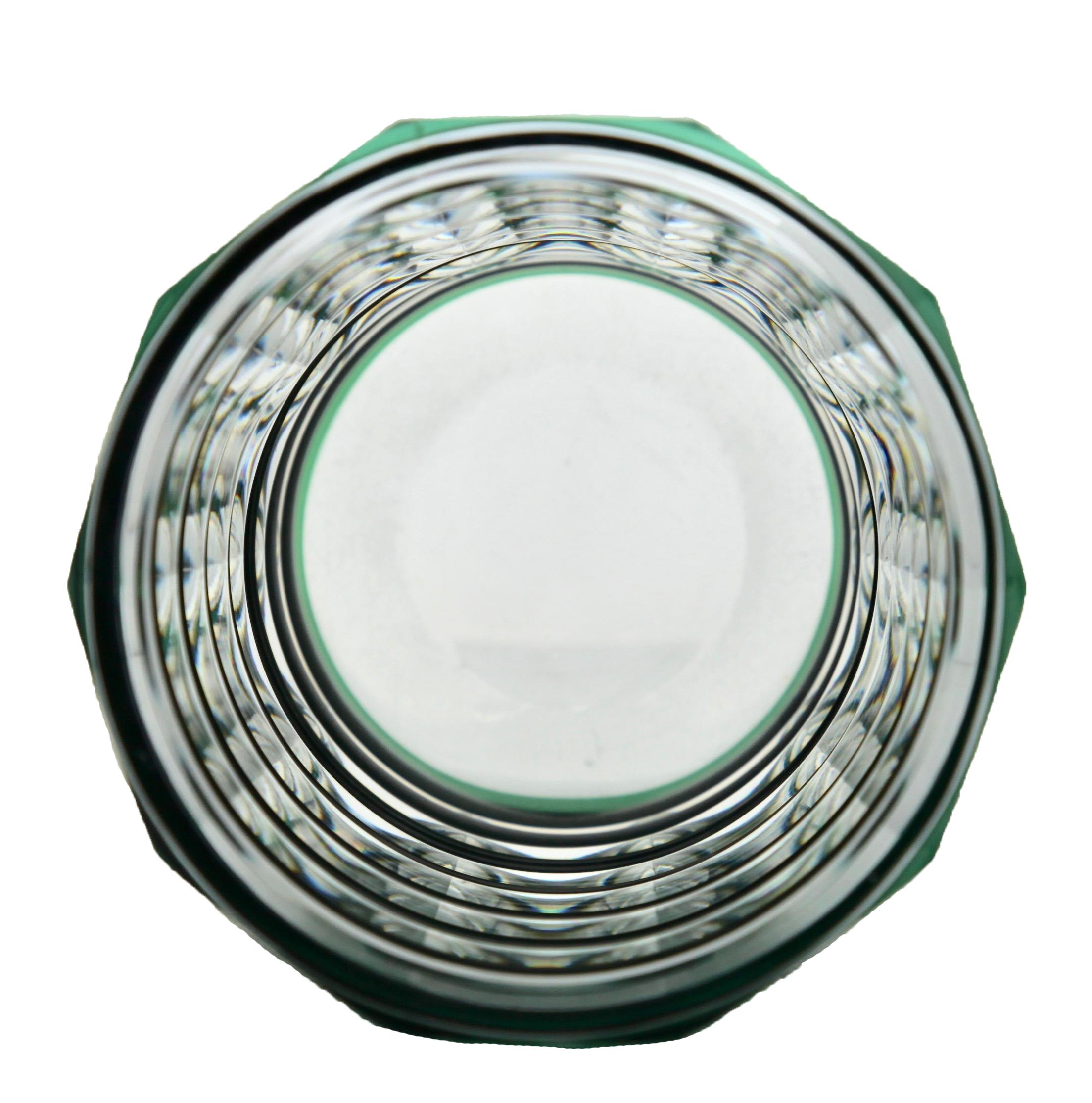 Val Saint Lambert - Vaso in cristallo verde Greene & Greene, anni '50 in vendita 1