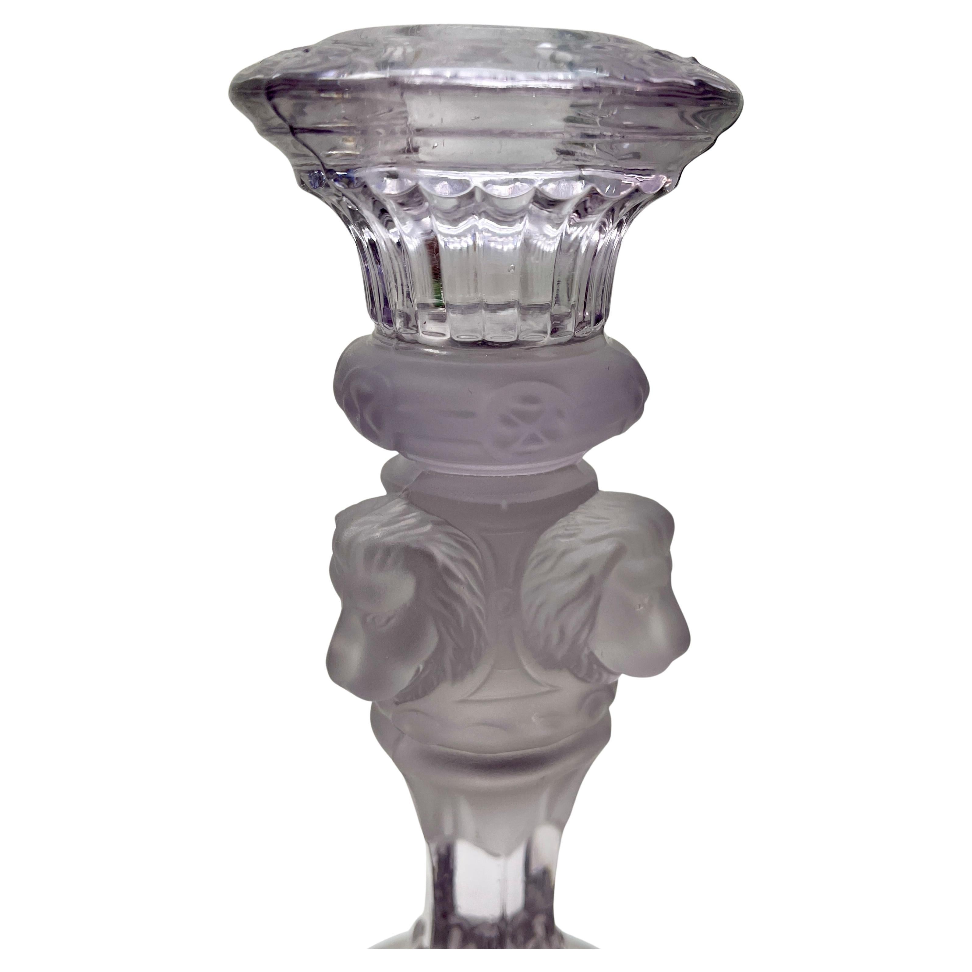 Val Saint Lambert - Coppia di candelieri in vetro trasparente e smerigliato 1900s in vendita 2