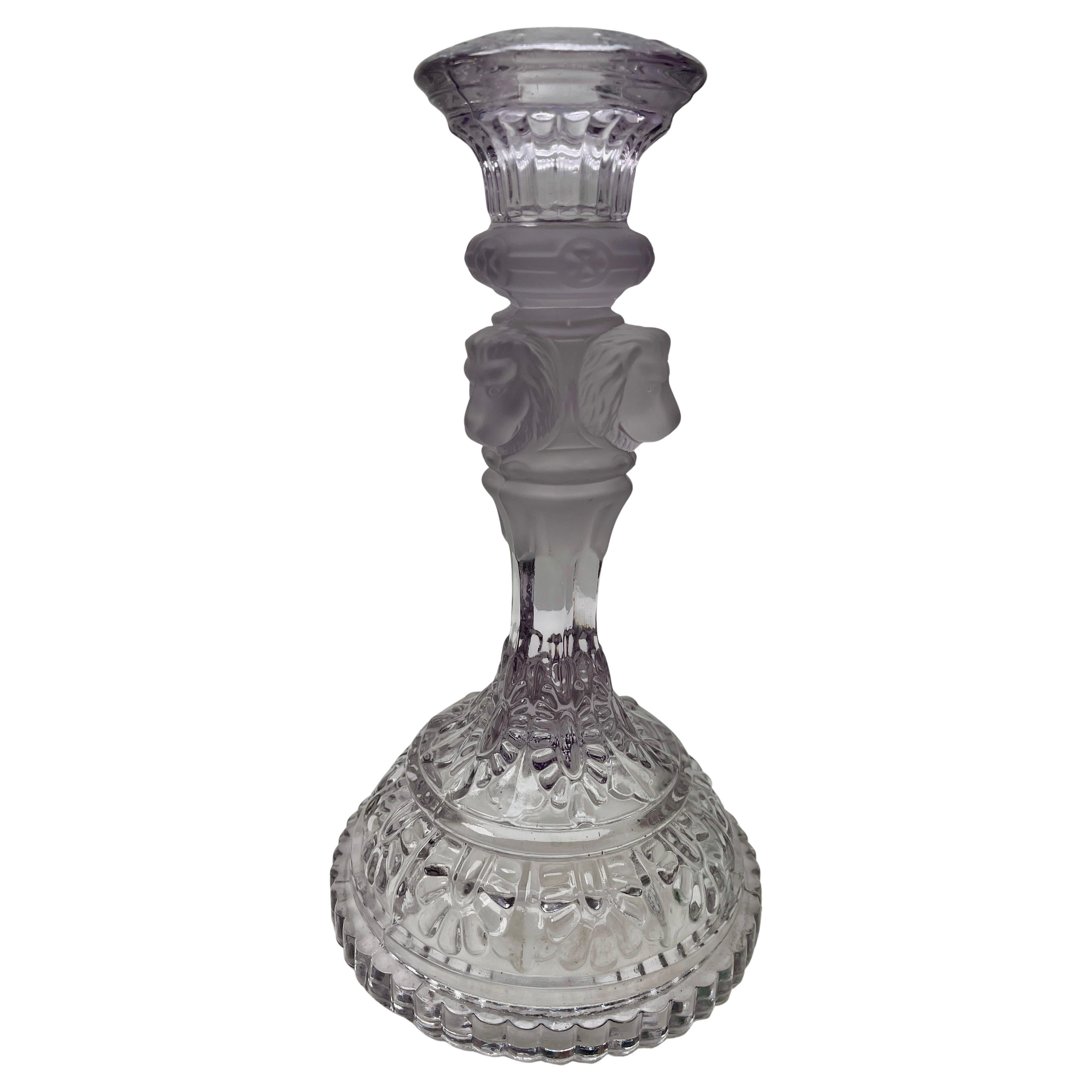 Art Nouveau Val Saint Lambert - Coppia di candelieri in vetro trasparente e smerigliato 1900s in vendita
