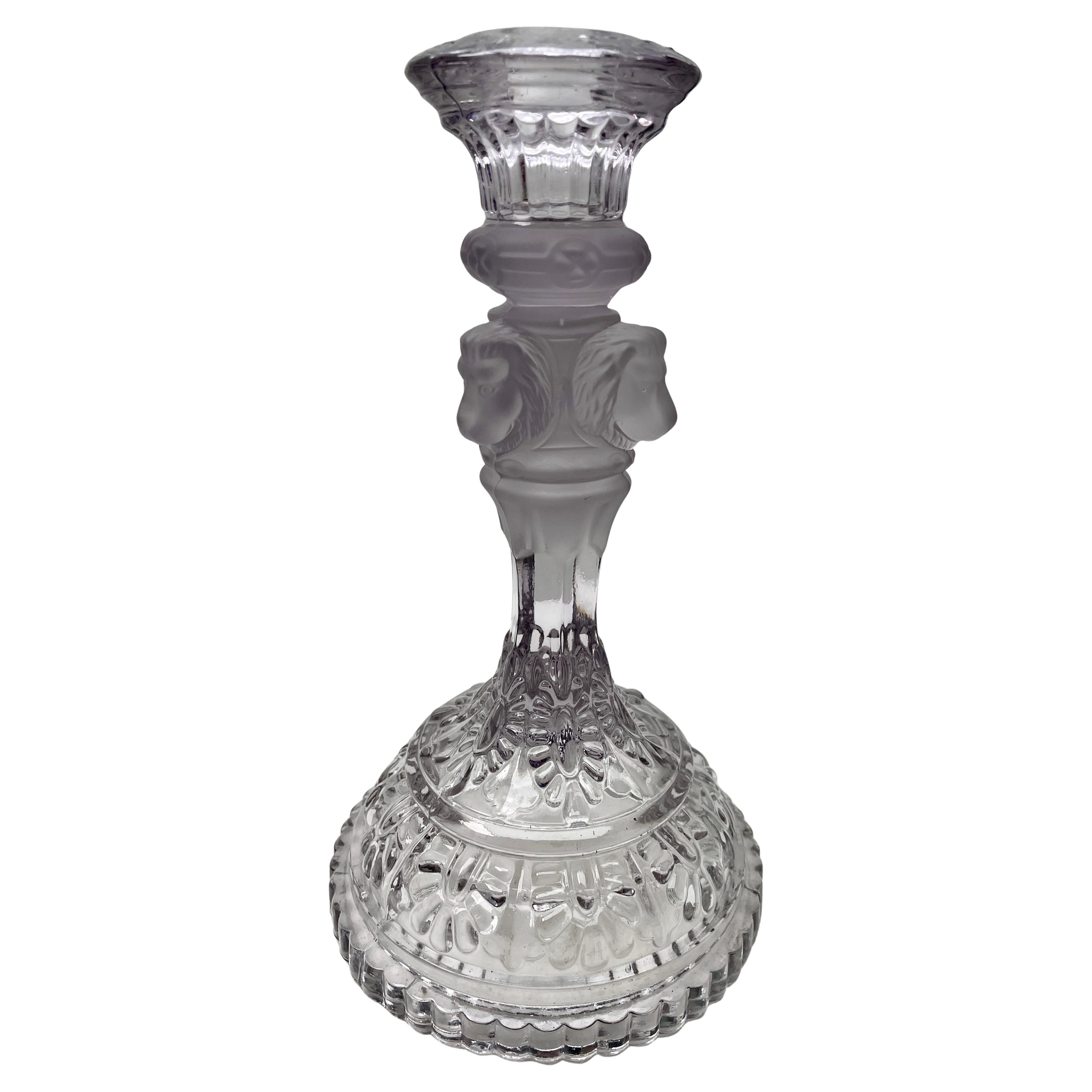 Val Saint Lambert - Coppia di candelieri in vetro trasparente e smerigliato 1900s in vendita 1