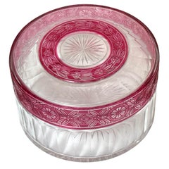 Val Saint Lambert  (Atrib.) Caja de mesa de cristal tallado transparente floral rojo