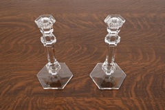 Val Saint Lambert Belgian Crystal Candlesticks, Pair