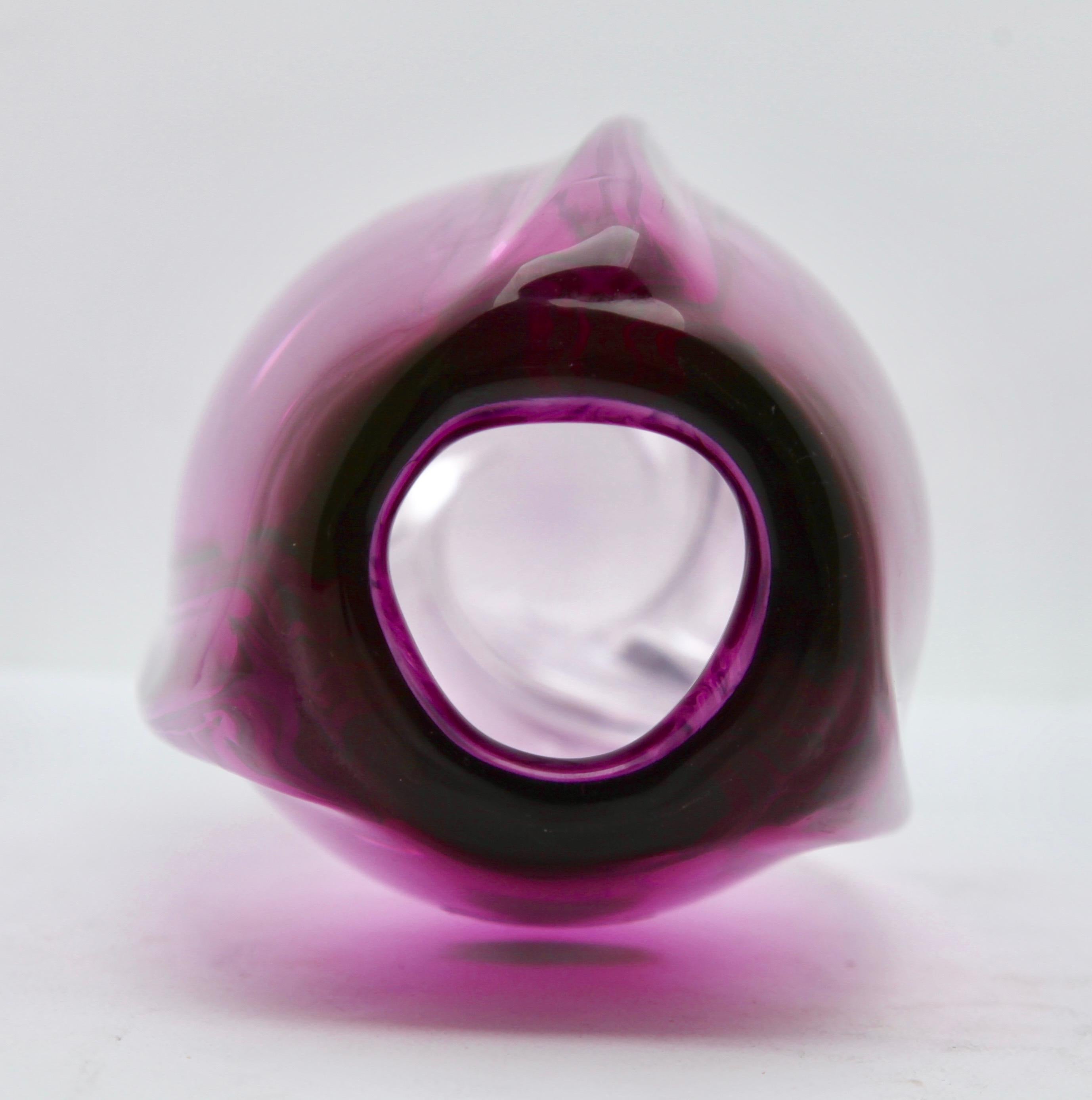 Val Saint Lambert, Belgium, Sculpted Crystal Vase with Amethyst Core, 1950s 2