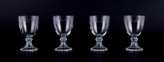 Val Saint Lambert, Belgium. Set of four red wine glasses in crystal glass.
