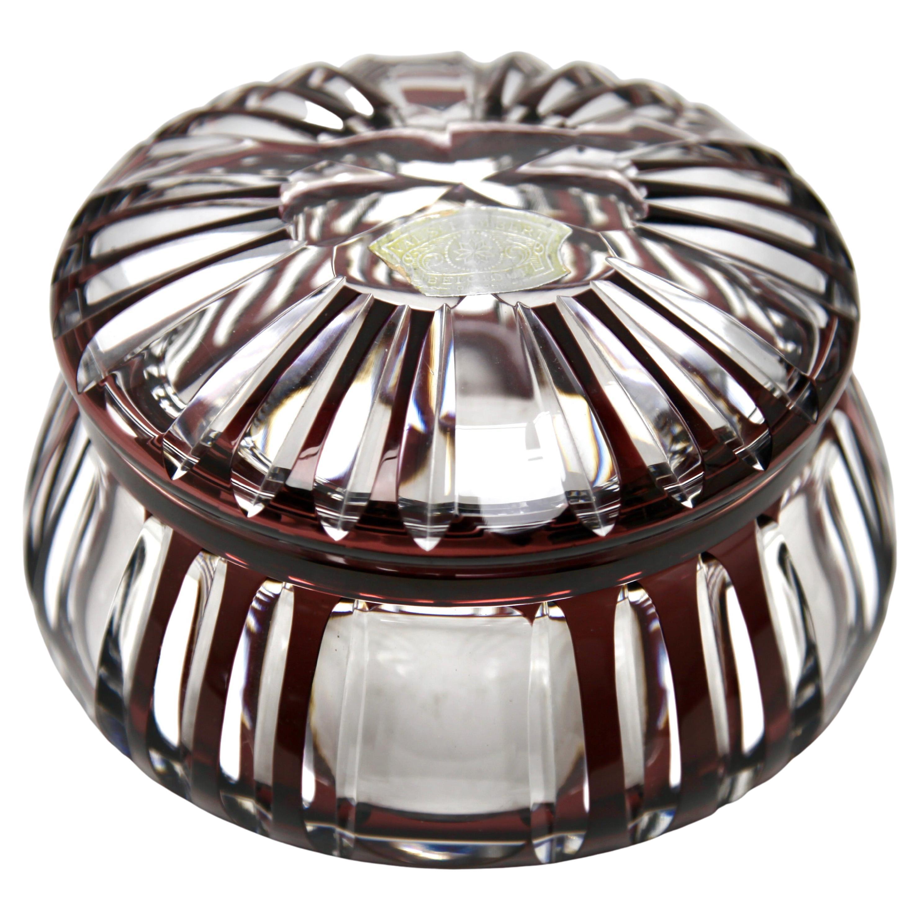 Val Saint Lambert Bomboniere, Crystal Cut-to-Clear, with Grille