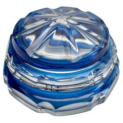 Val Saint Lambert  Bonboniere Cobalt Blue Crystal Cut-to-Clear, with Lid
