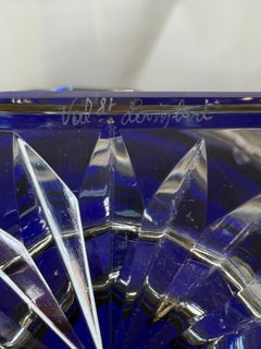 Val Saint Lambert 'Danza de flores Borodin 'Azul cristalino Cuenco/Central