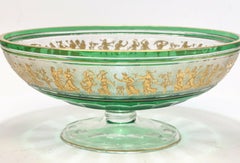 Val Saint Lambert Centerpiece Bowl & Compotes in Danse De Flore Green