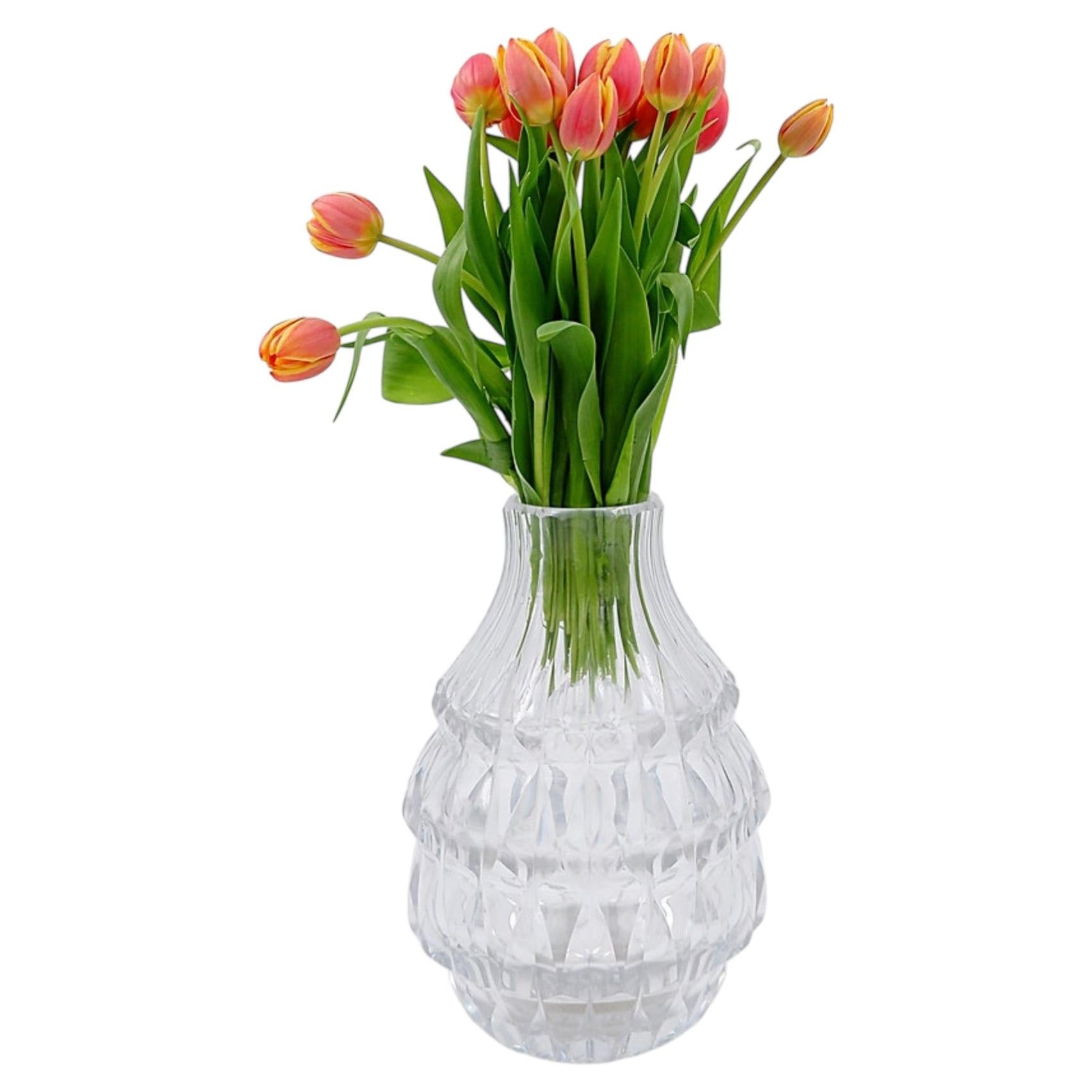 Val Saint Lambert Vase aus klarem Kristall - Mod. "Artichaut" - CIRCA 1960 im Angebot
