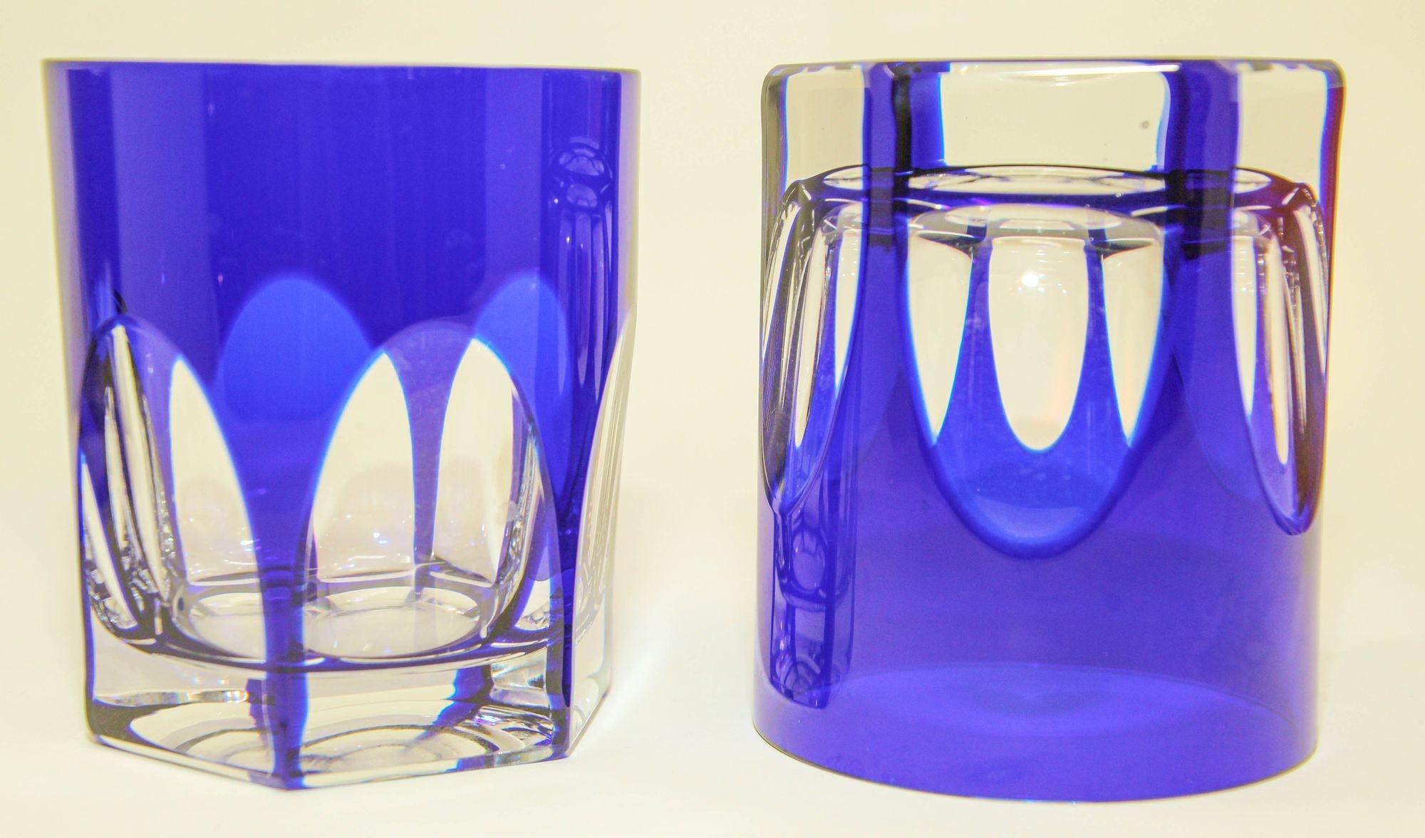 Val Saint Lambert Colored Crystal Tumblers Barware Drinking Glasses For Sale 2