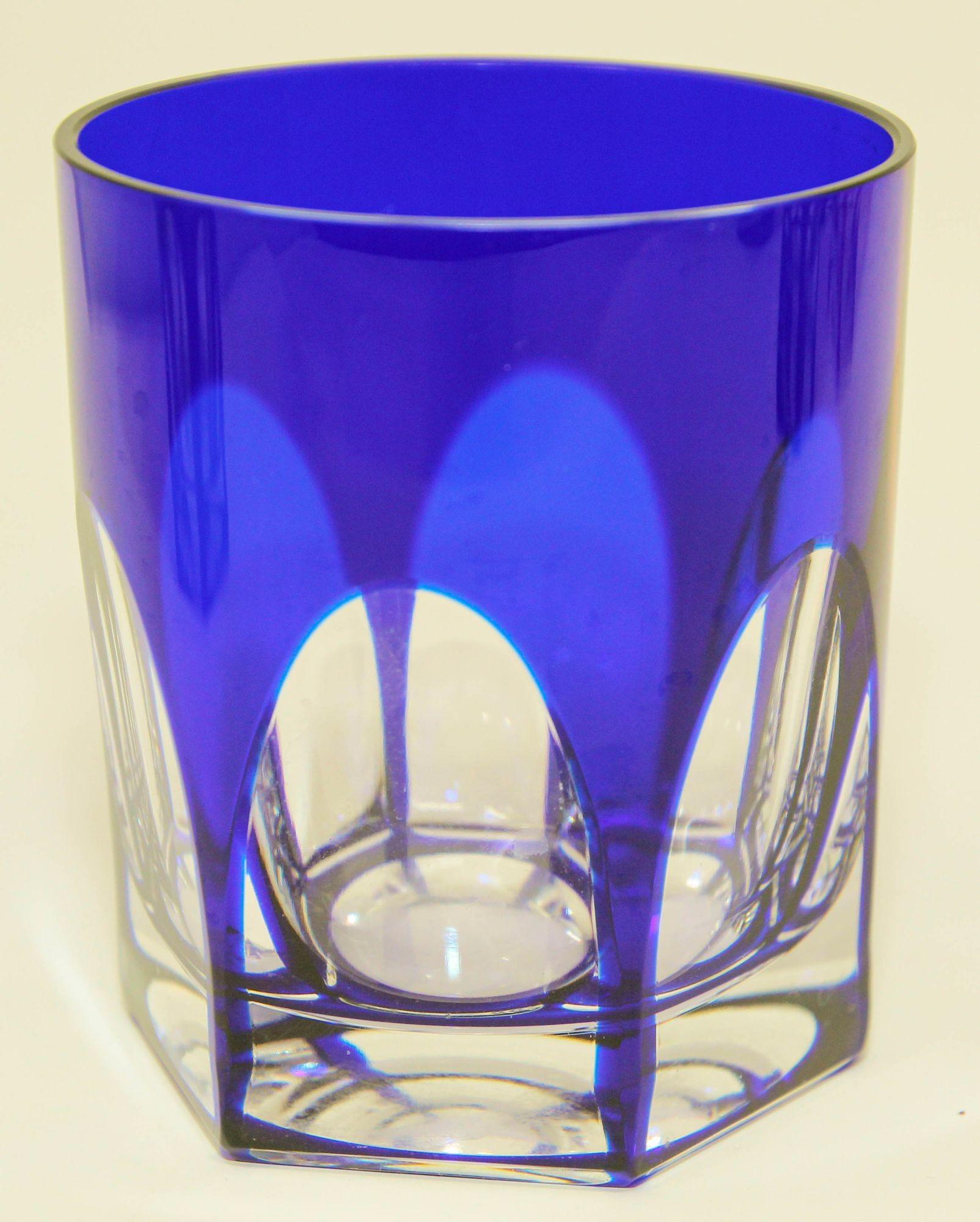 Val Saint Lambert Colored Crystal Tumblers Barware Drinking Glasses For Sale 3