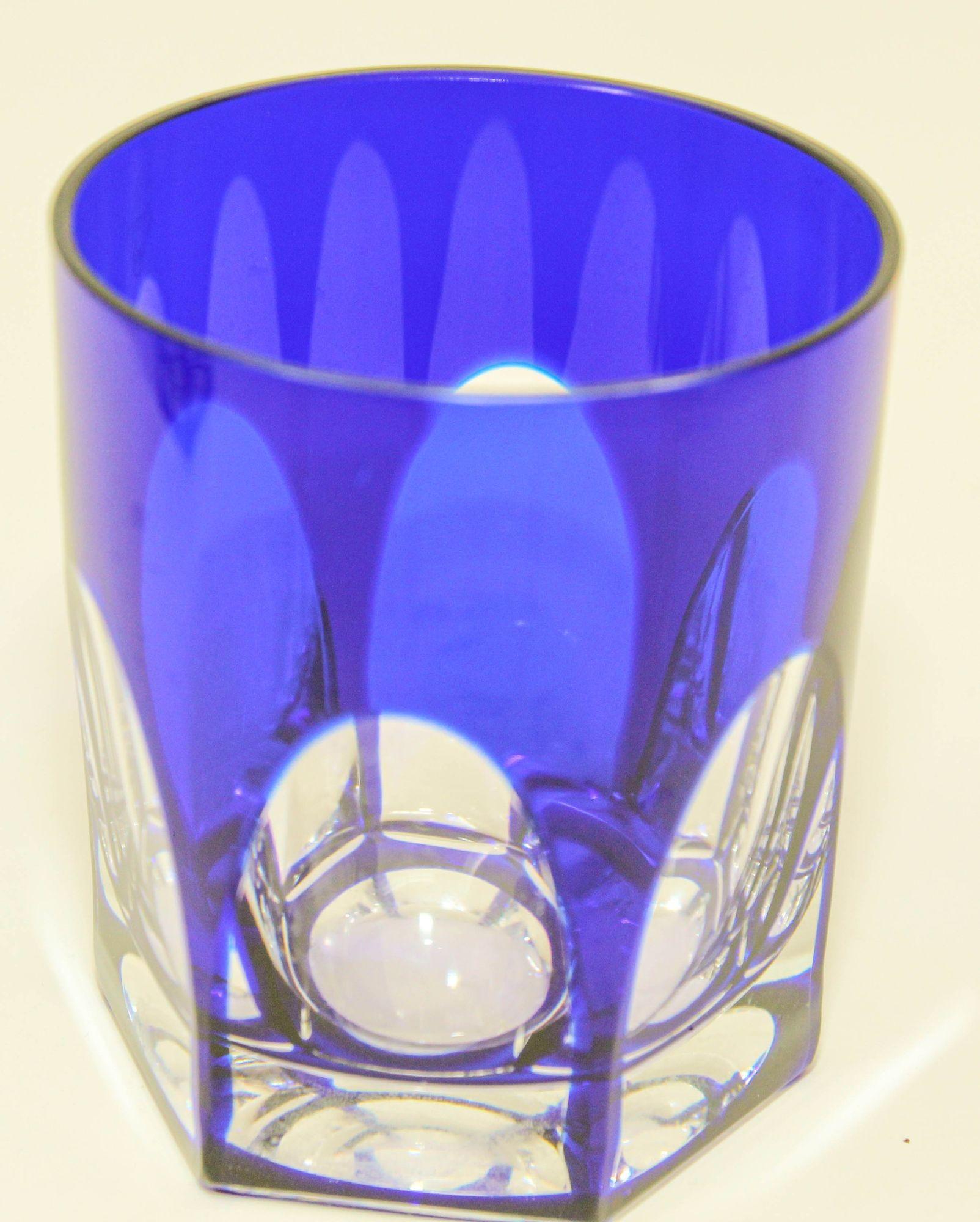 Val Saint Lambert Colored Crystal Tumblers Barware Drinking Glasses For Sale 4