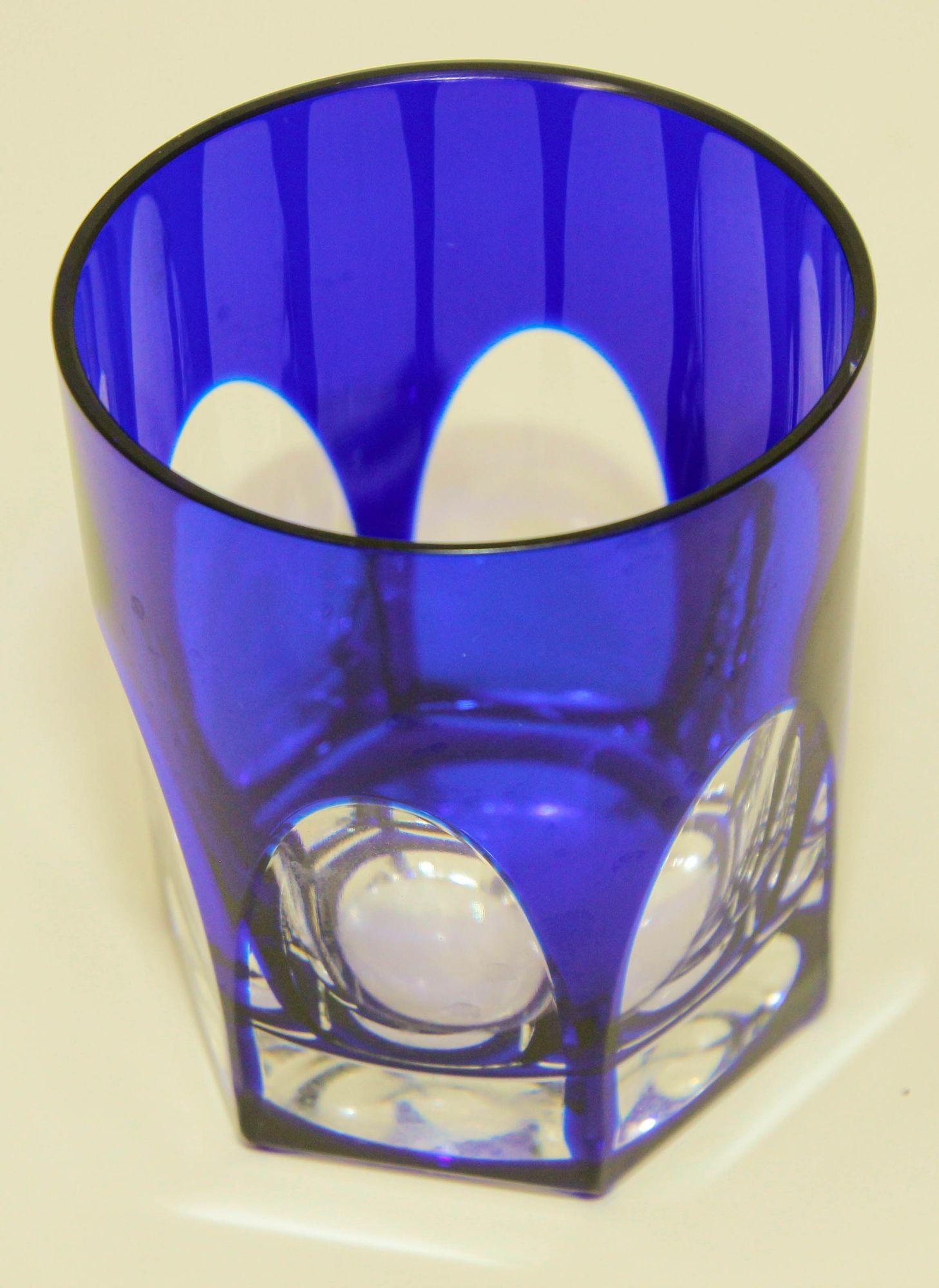 Val Saint Lambert Style Colored Crystal Tumblers Barware Drinking Glasses 5
