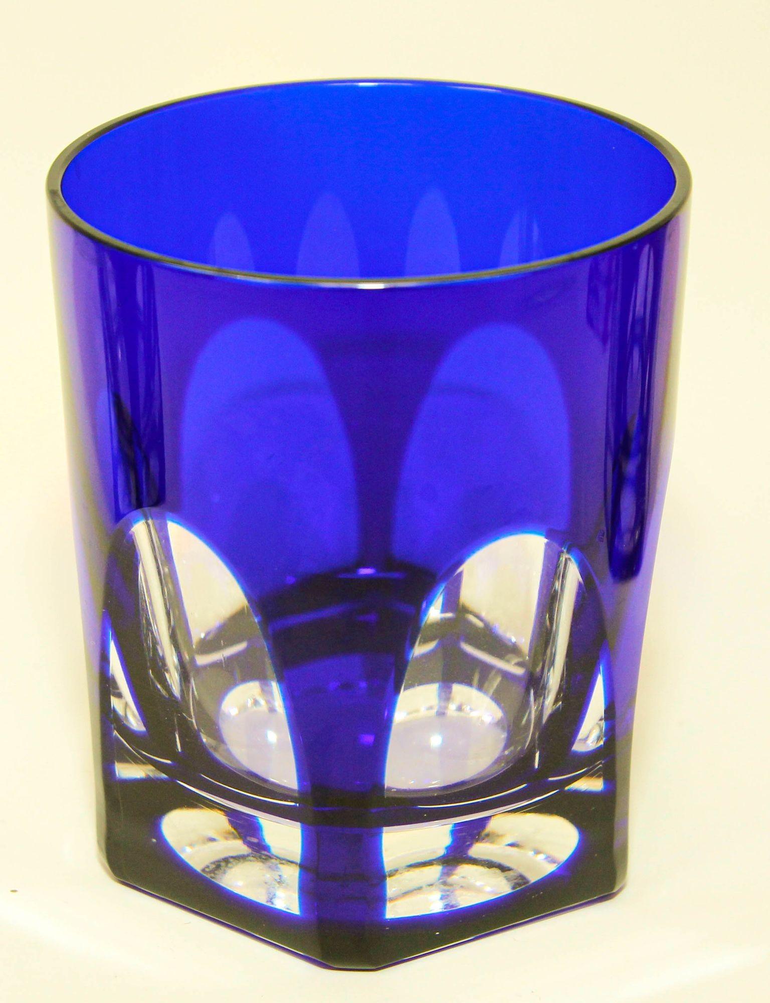 Belgian Val Saint Lambert Colored Crystal Tumblers Barware Drinking Glasses For Sale