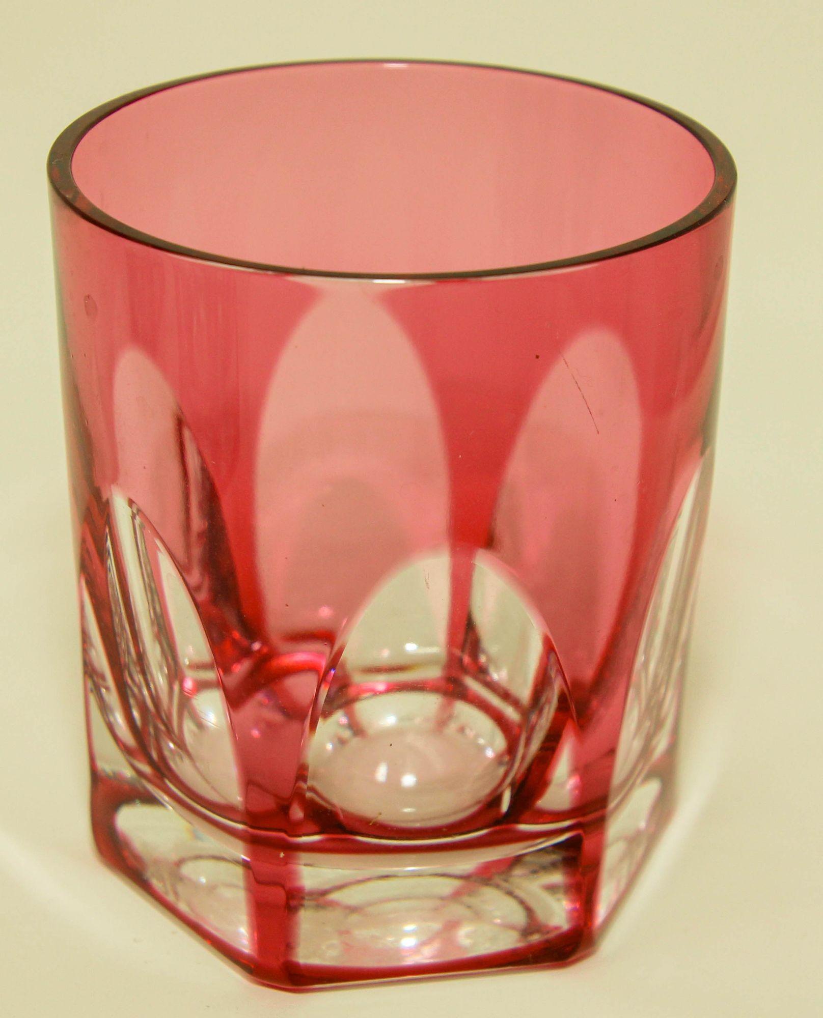 Val Saint Lambert Colored Crystal Tumblers Barware Drinking Glasses In Good Condition For Sale In North Hollywood, CA