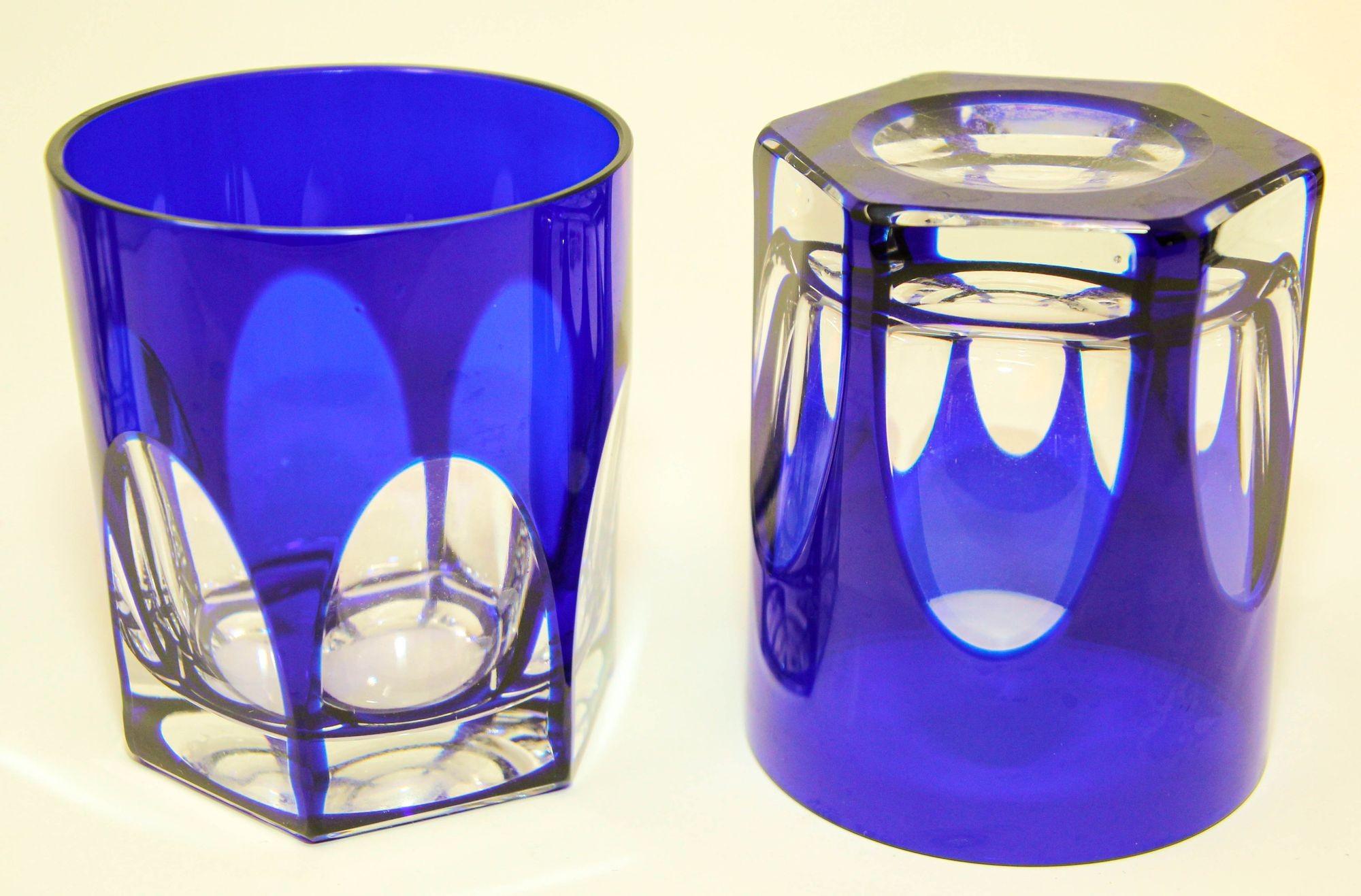 Val Saint Lambert Colored Crystal Tumblers Barware Drinking Glasses For Sale 1