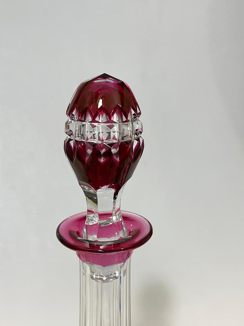 Val Saint Lambert colored cut-to clear crystal wine set, signed For Sale 1