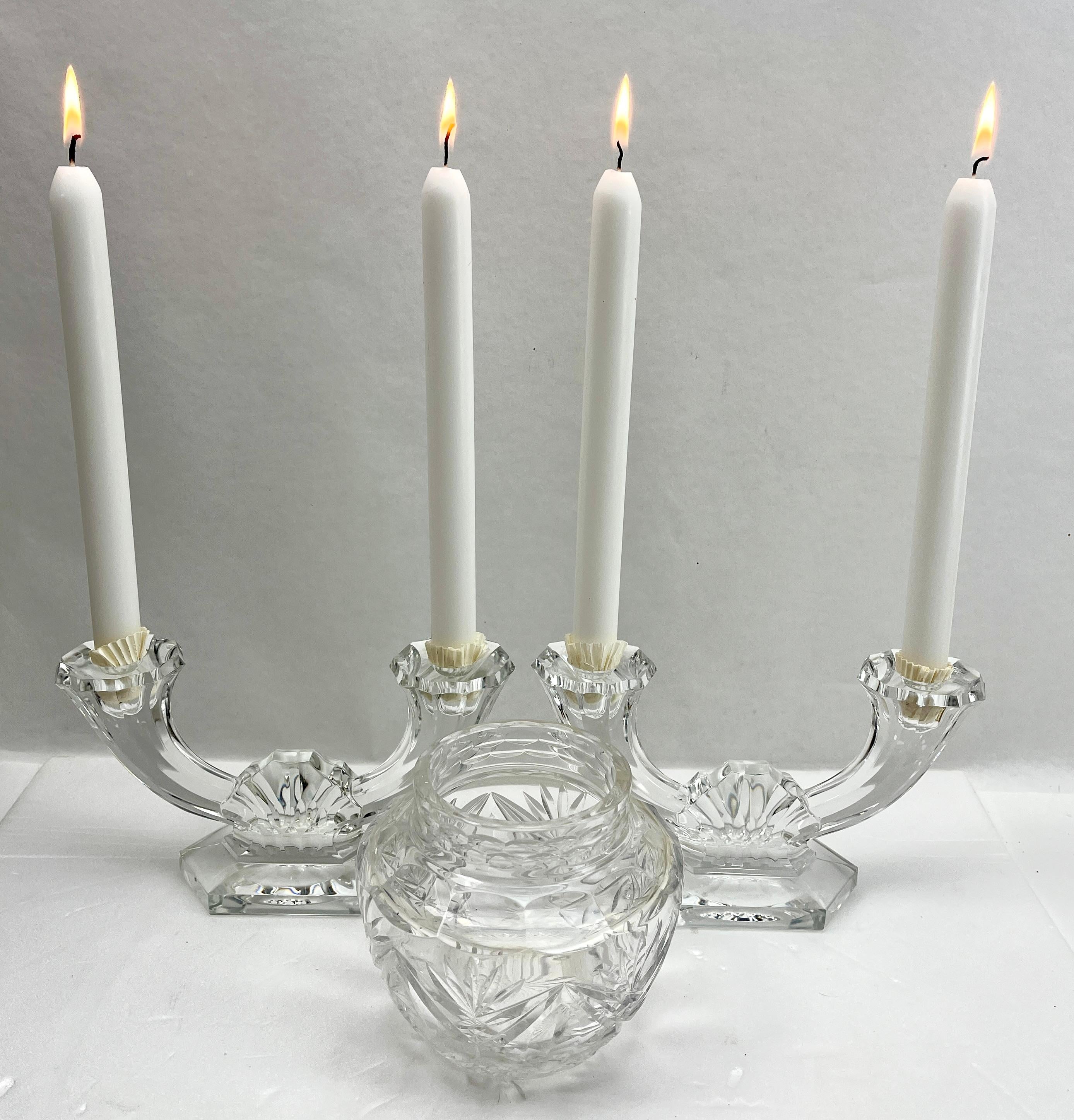 Val Saint Lambert  Cristallo 2 candelieri e 1 vaso 1930 Belgio in vendita 7