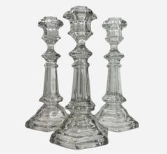 Val Saint Lambert,  Crystal 3 Candlesticks, 1900s, Belgium