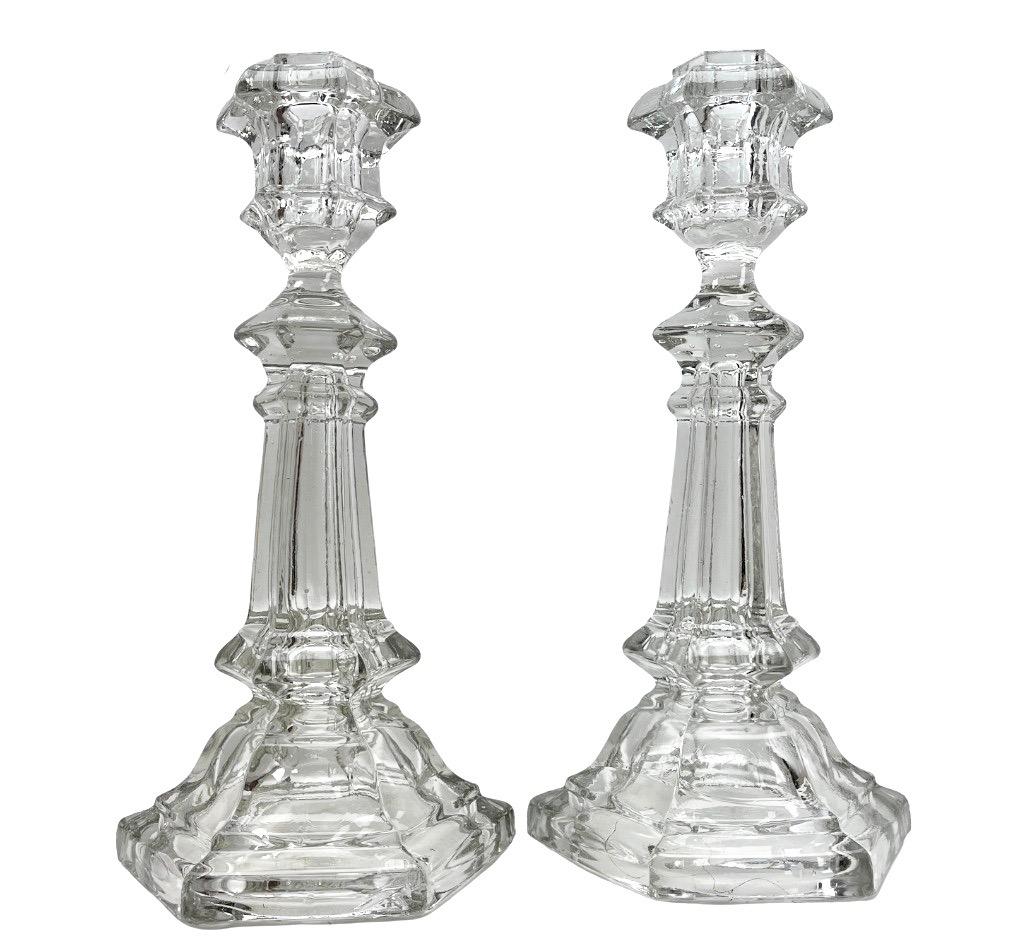 Moulé Val Saint Lambert  3 chandeliers en cristal, années 1900, Belgique en vente