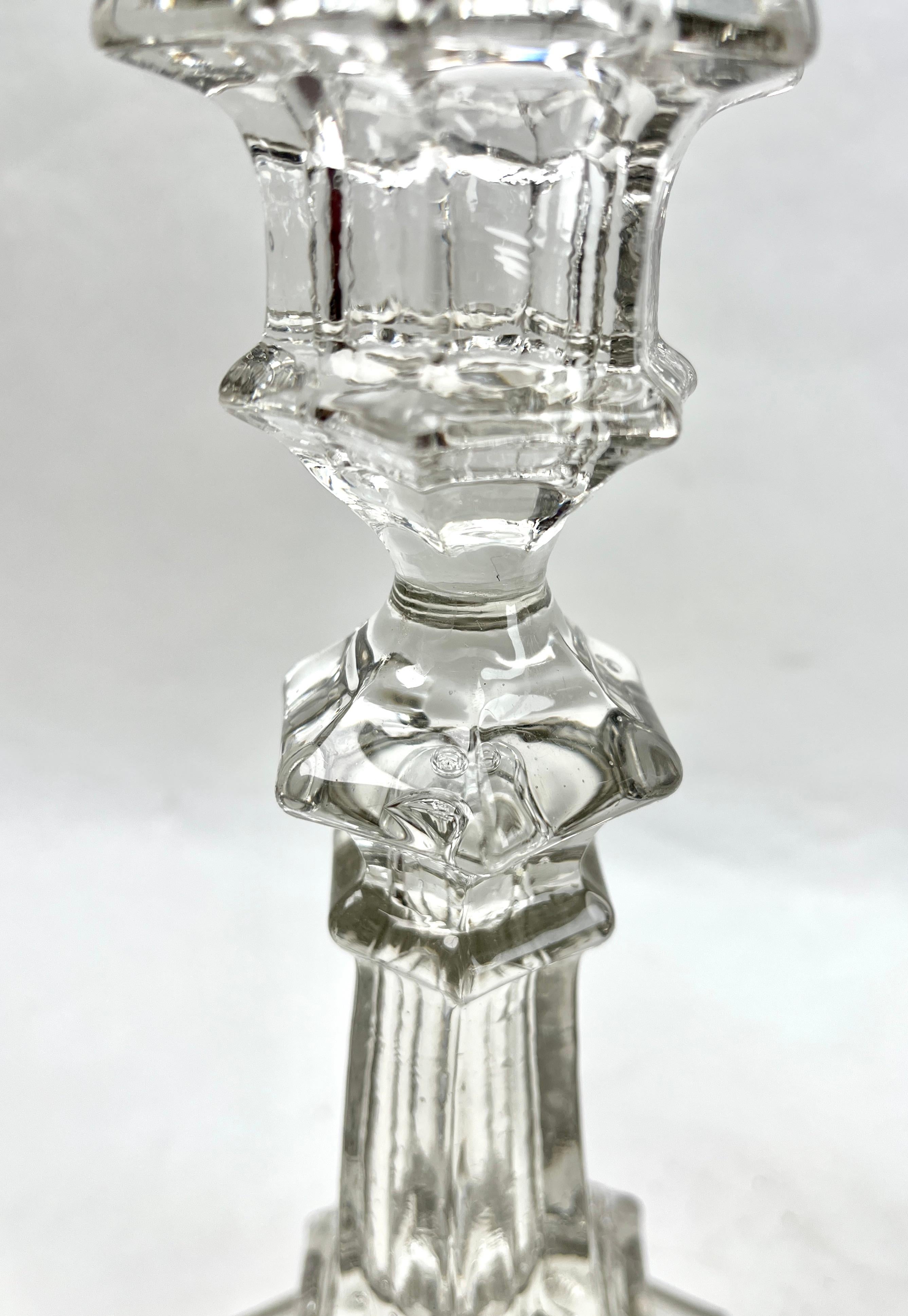 Val Saint Lambert,  Crystal 3 Candlesticks, 1900s, Belgium In Good Condition For Sale In Verviers, BE