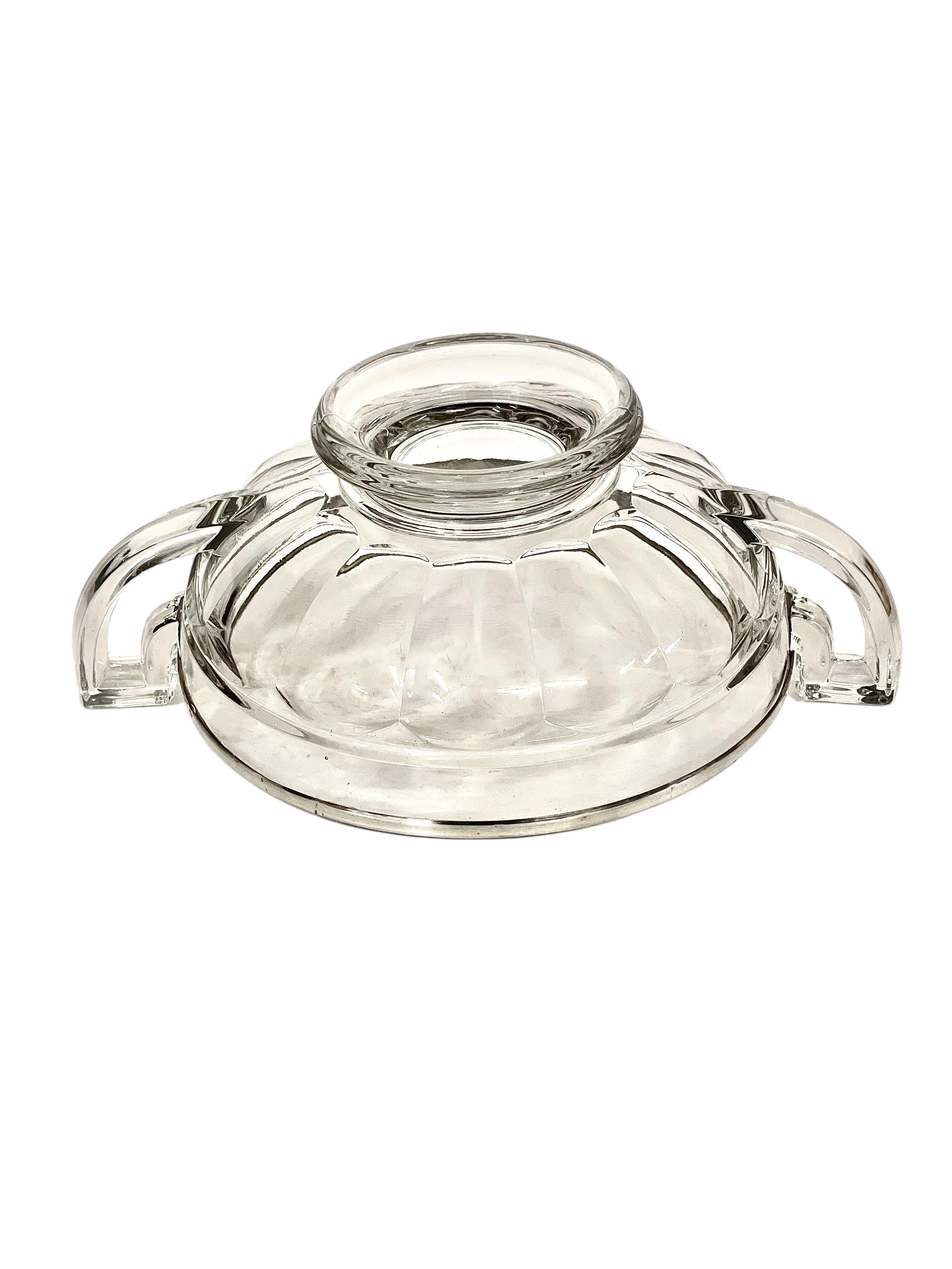 Cuenco Val Saint Lambert montado en cristal y plata de ley - Firmado, circa años 20 en venta 6