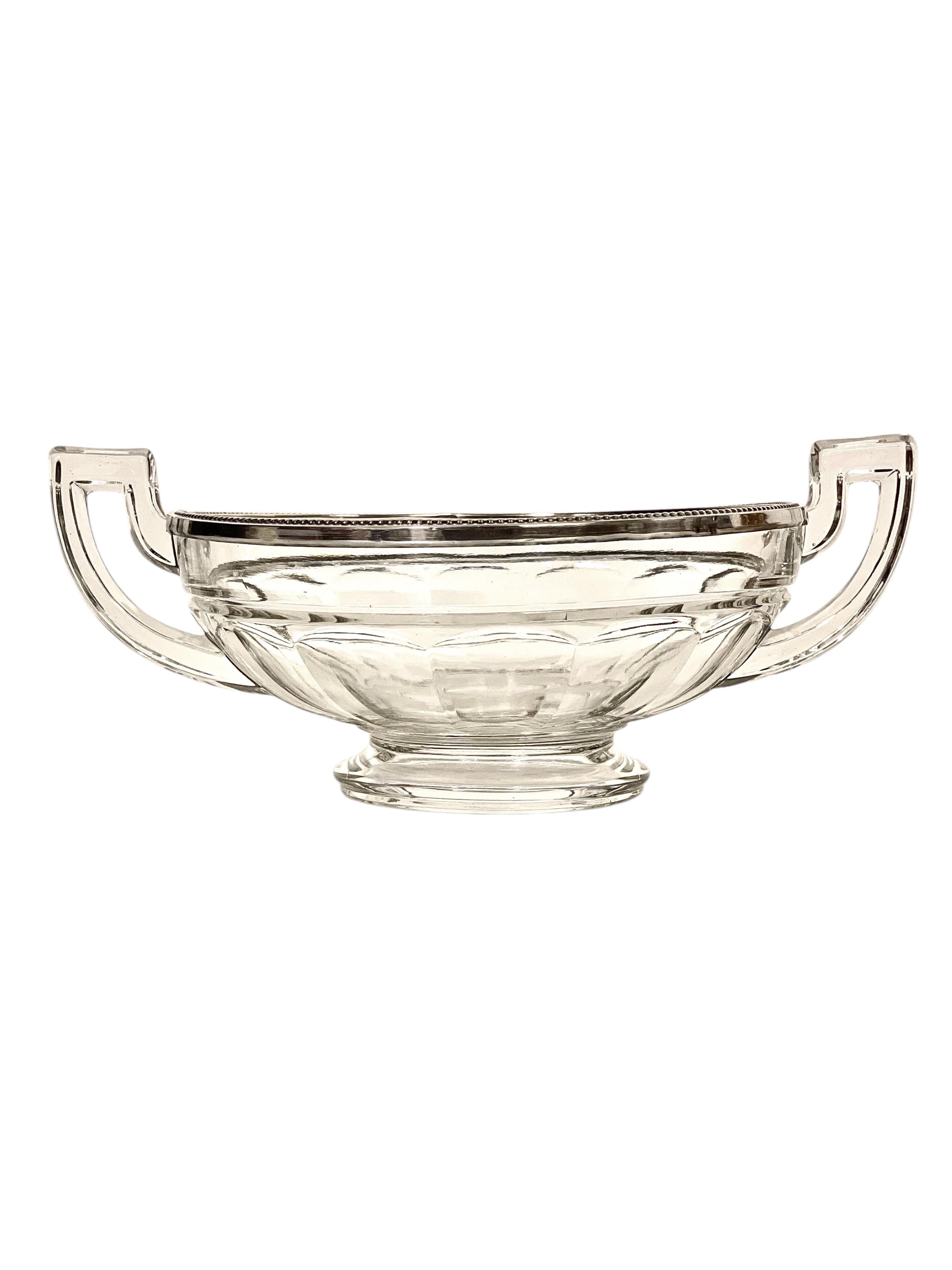 Cuenco Val Saint Lambert montado en cristal y plata de ley - Firmado, circa años 20 en venta 9