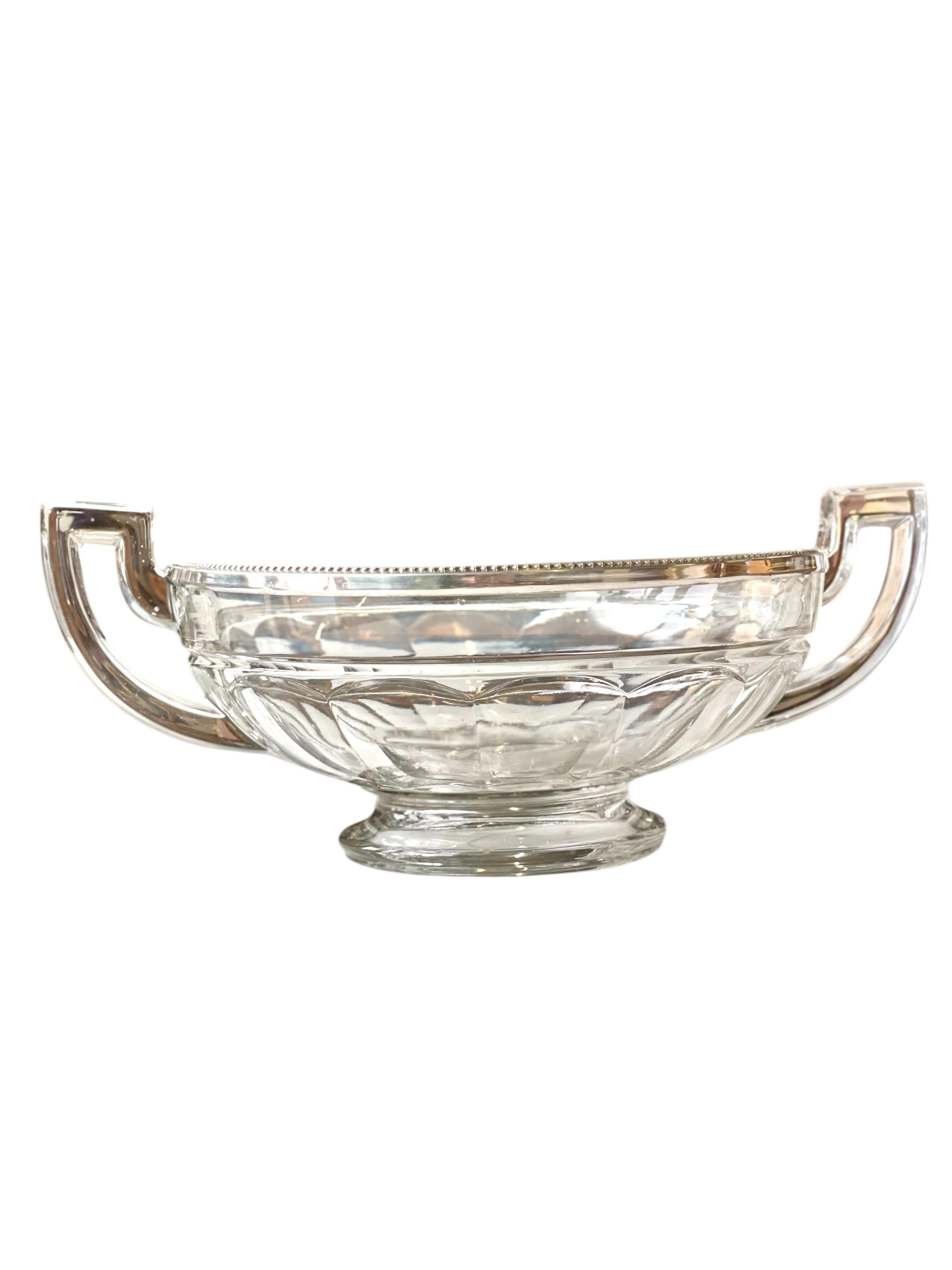 Cuenco Val Saint Lambert montado en cristal y plata de ley - Firmado, circa años 20 en venta 11